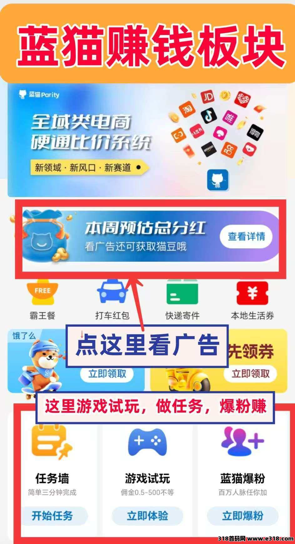 蓝猫一起来，撸猫豆赚米