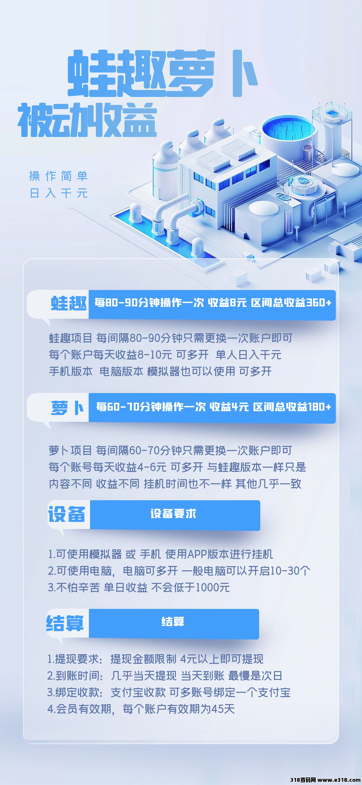 蛙趣萝卜单号收益高