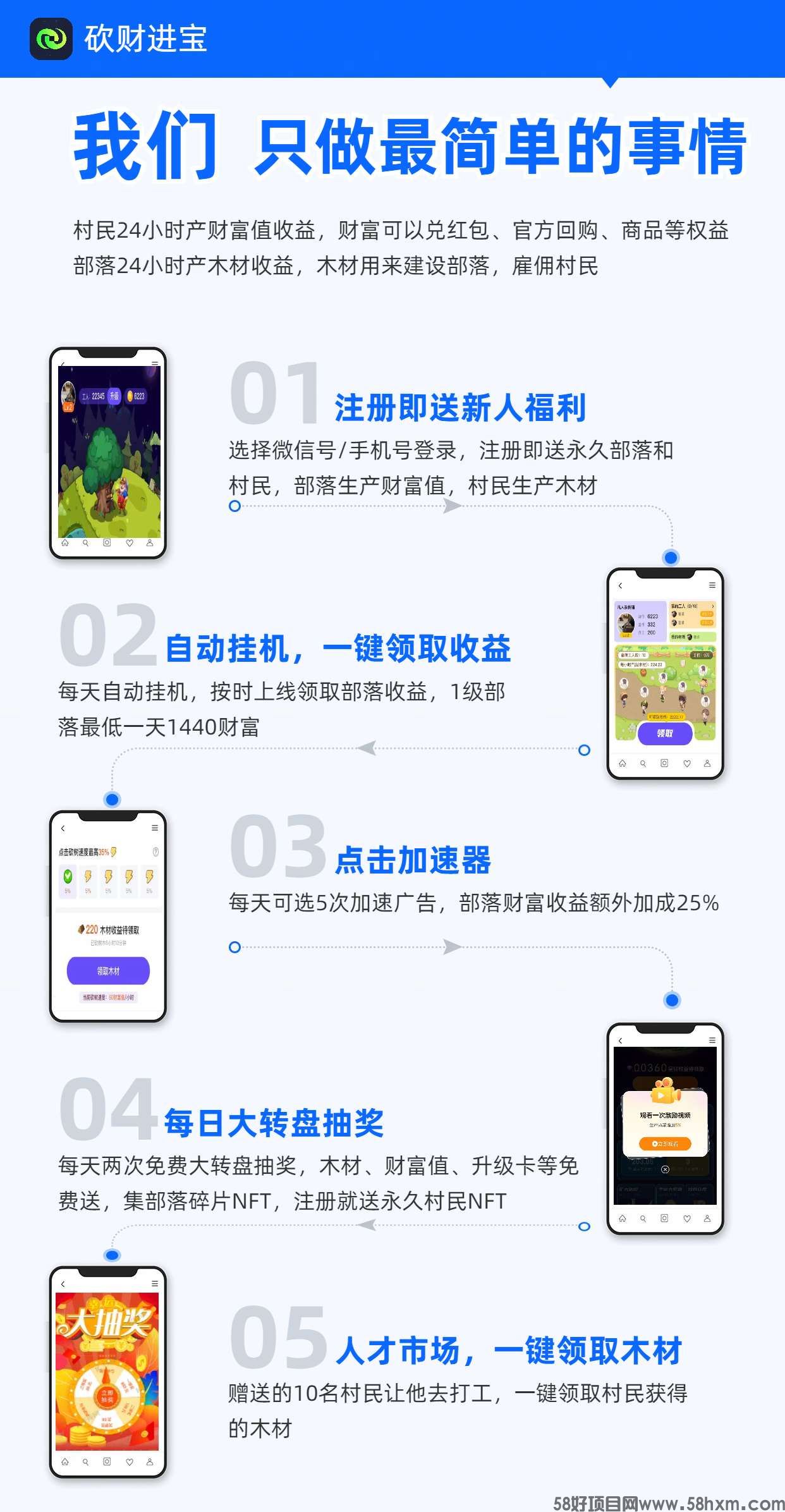 砍财进宝首码，注册送奖励，零撸去玩生活二台，每日看5个广告收益高，模式新颖，