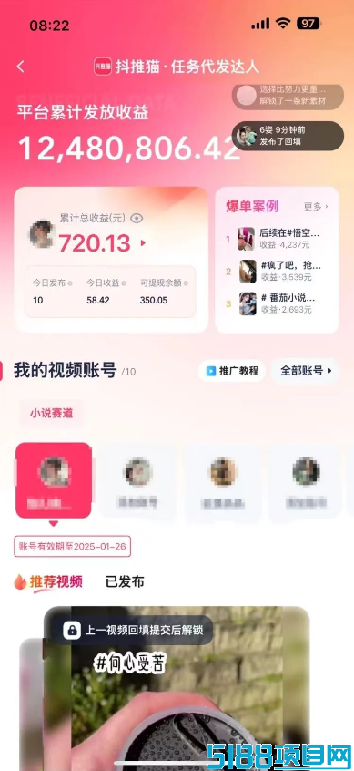 抖推猫小说推文「视频代发」，2个月赚20万，模式深度剖析！