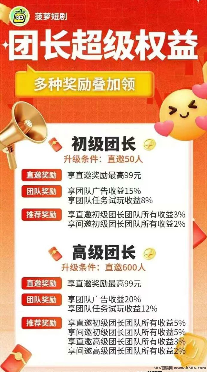 菠萝短剧新项目火热上线，广告收溢保底每天10+，无需养机，轻松看广告赚米，支持开团提成！
