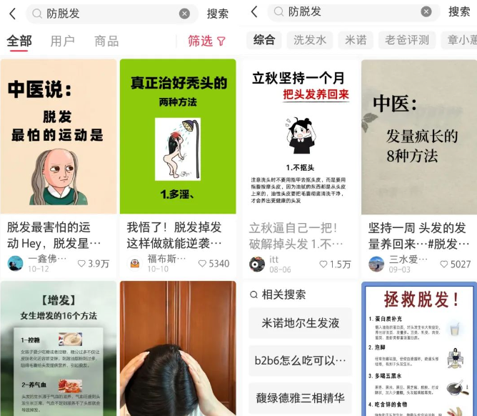 利用小红书平台卖脱发偏门产品,7000粉丝赚100万+