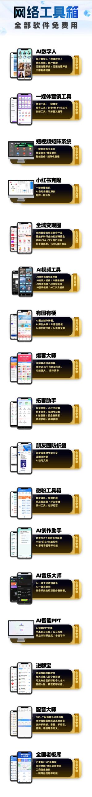 【网络工具箱】拓客、AI创作、克隆工具、矩阵系统等！