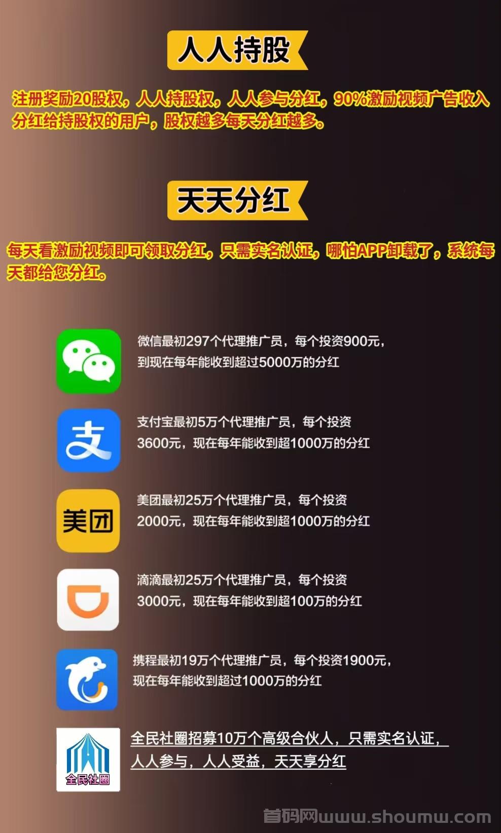 全民社圈，注册奖励20权，每天自动芬荭，就算APP卸载了也有！