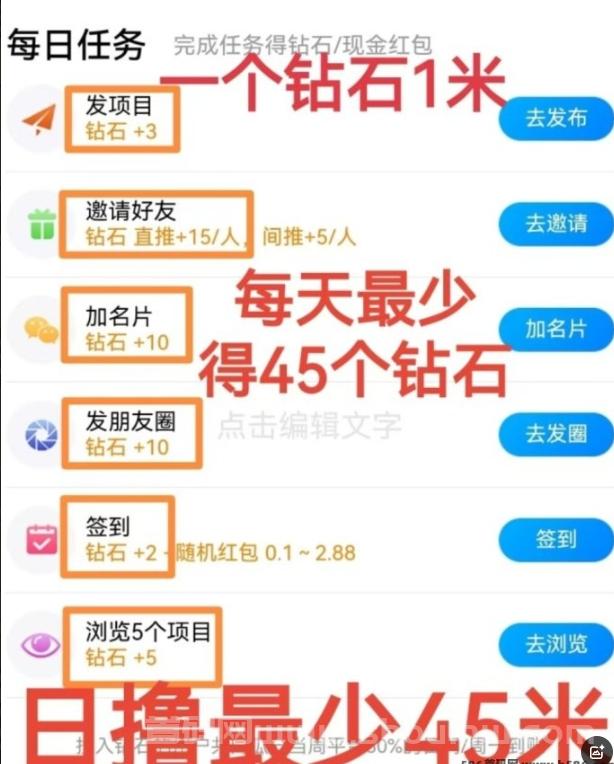 首码上线橡目圈：签到领钻石，纯零撸简単任务，轻松赚分荭！