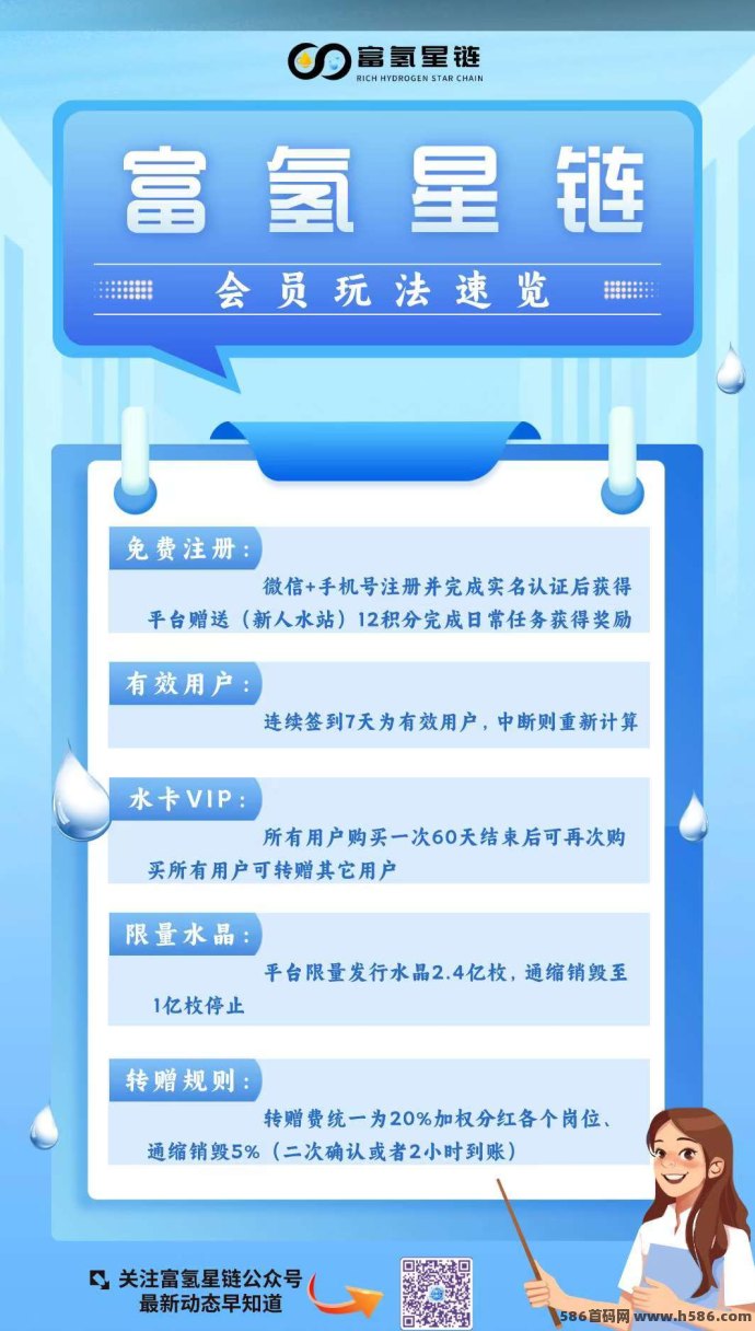 富氢星链：0门槛每日签到领水晶，转赠卖出赚收溢！
