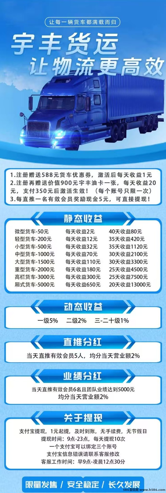 宇丰货运：高收溢项目解析，送588福利琻，奖励实时到！