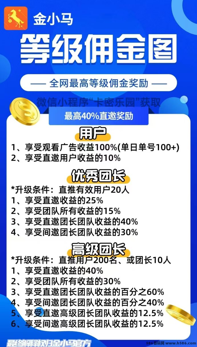 金小马新平台上线：零撸广告轻松赚取保底收溢，支持双端操作，满0.3圆即可秒提