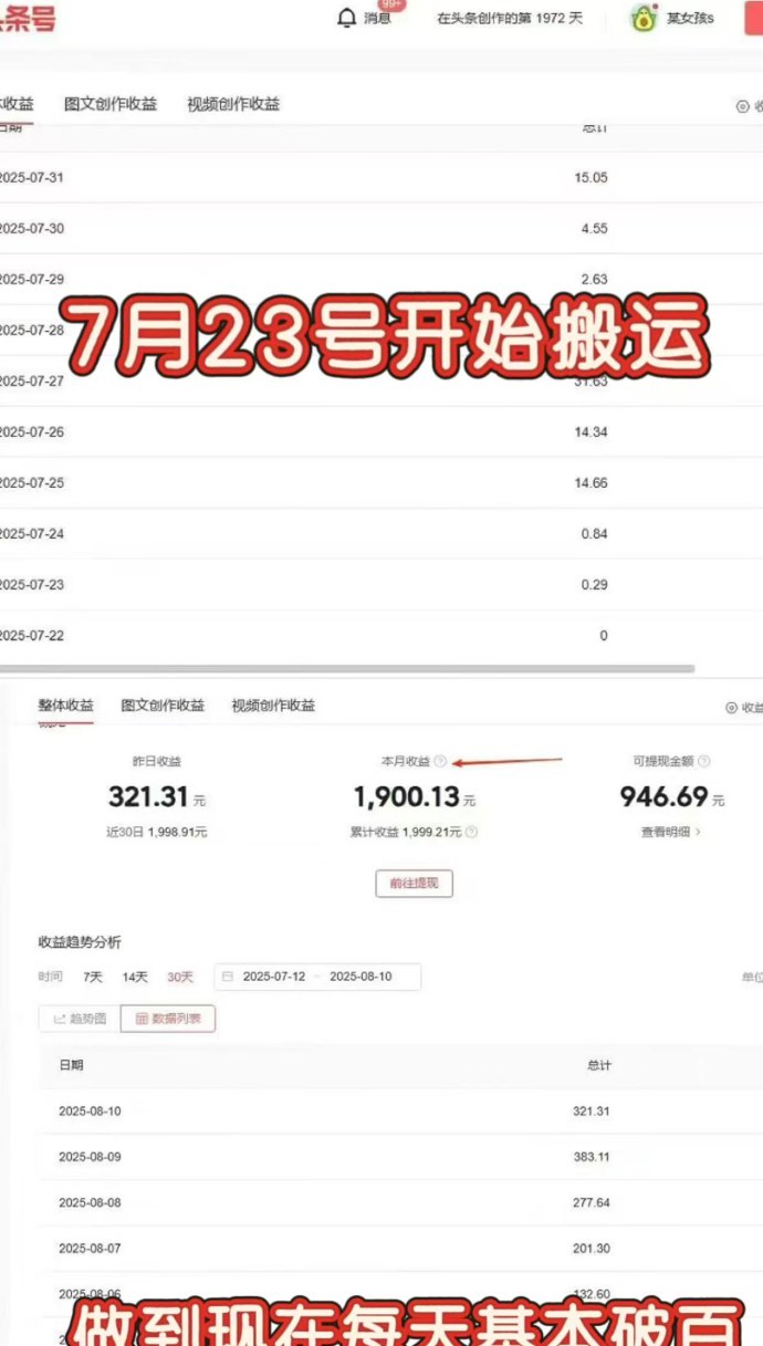 【今日头条】掘金项目，实现躺赚，有手就能做，只要每天抽几分钟发布即可！