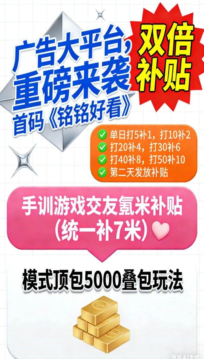 铭铭好看：广告赚，保底高收溢，不养机放水赚米！