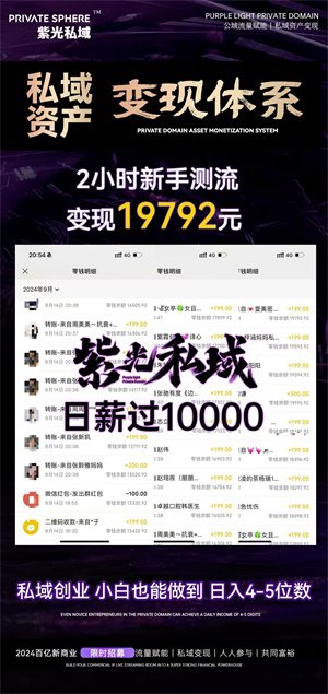 紫光私域招募运营师！日入200元以上！当天赚钱！免费带！